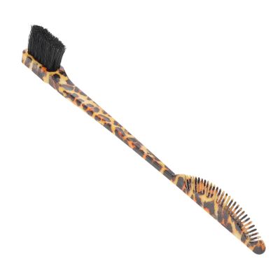 STOBAZA Double-ended Portable Eyebrow Brush with Leopard Print Handle Multifunctional Eyebrow Applicator and Hair Comb for Precise Shaping and Styling Compact Travel Cosmetic Tool for