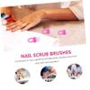 Ipetboom 100pcs Small Hard Bristle Nail Brushes for Fingernail Cleaning Plastic Scrubbers for Nail Art Dust and Dirt Removal in Pink for Home and Professional Salon Use view 3