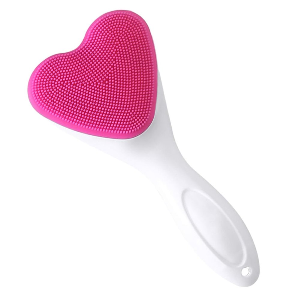 Alipis Silicone Facial Cleansing Brush Heart-Shaped Soft Face Washing Brush for Women Portable Deep Skin Cleanser Exfoliating Tool Cute Design