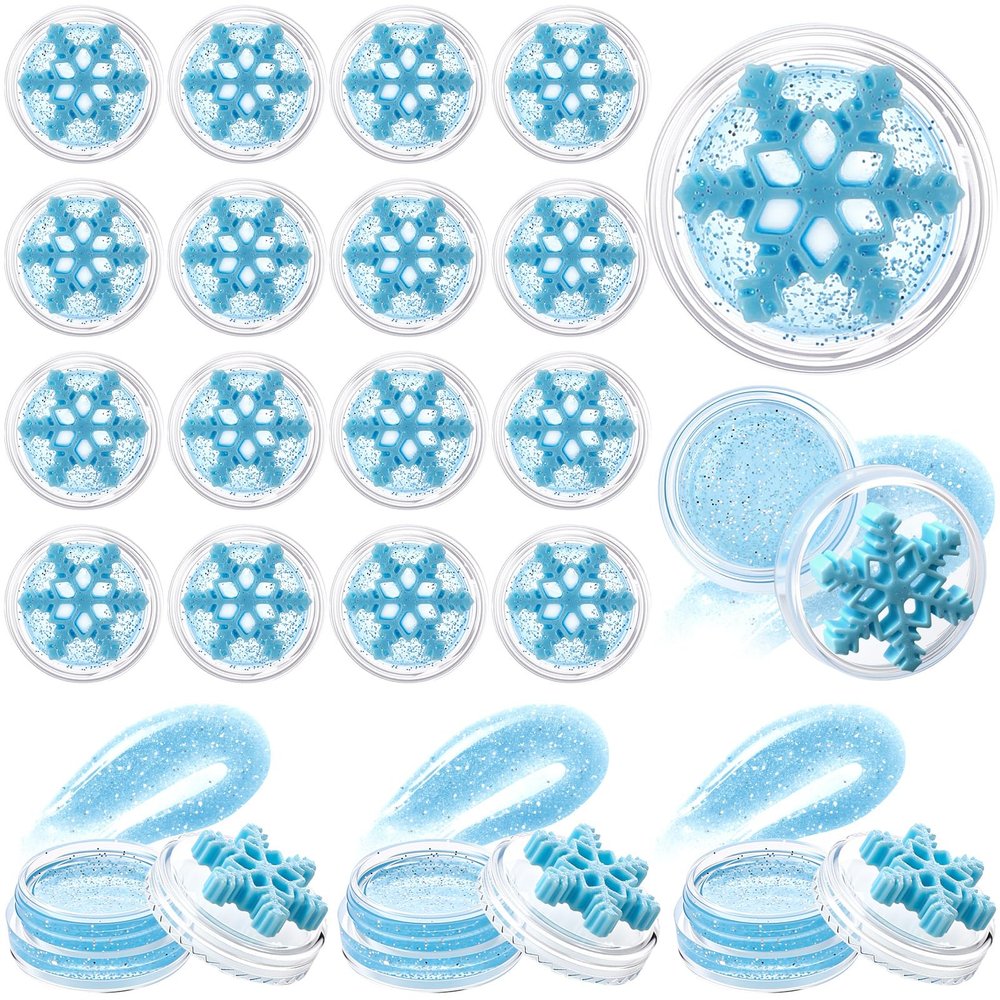 24 Pcs Winter Christmas Party Favors Glitter Snowflake Lip Balm Christmas Honey Scented Lip Gloss Wonderland Party Gifts for Winter Holiday Exchange Prizes Stockings Stuffers