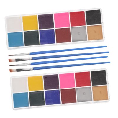 COOLHIYA 2 Boxes Water-soluble Body Paint Kit Colors for Adults Skin-friendly Makeup Palette for Festival Cosplay Clown Performances Easy to Apply and Remove Portable Travel