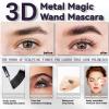 3D Curling Iron Wand Mascara, Metal Mascara Wand Black Washable Telescopic TubingMascara Fiber Lash Extension Non-Clumping Smudge-Proof Long Lasting No-Flake view 2