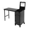 CRYBY Rolling Makeup Case, Foldable Manicure Table Lockable Makeup Nail Table Desk with Mirror & 3 Drawers, Portable Makeup Train Case Cosmetic Trolley Case Travel Vanity Station for Salon (Black) view 4