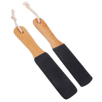 SHERCHPRY 2pcs Dual-Sided Foot File Callus Remover with Wooden Handle Handheld Foot Scrubber for Removing Dead Skin Cracked Heels and Calluses Practical Pedicure Tool