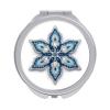 zxxpensy Snowflake Mandala in Silver Blue Gemstones Compact Mirror Handheld Round Foldable Portable Travel Makeup Mini Mirror for Women Girls Purse Pocket view 1