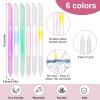 6 Pcs Glass Cuticle Pusher, Dual Ended Cuticle Pusher, Crystal Angled Cuticles Manicure Stick, Multi Color Nail Cuticles Trimmer Remover Tool(Transparent+Frosted) view 2