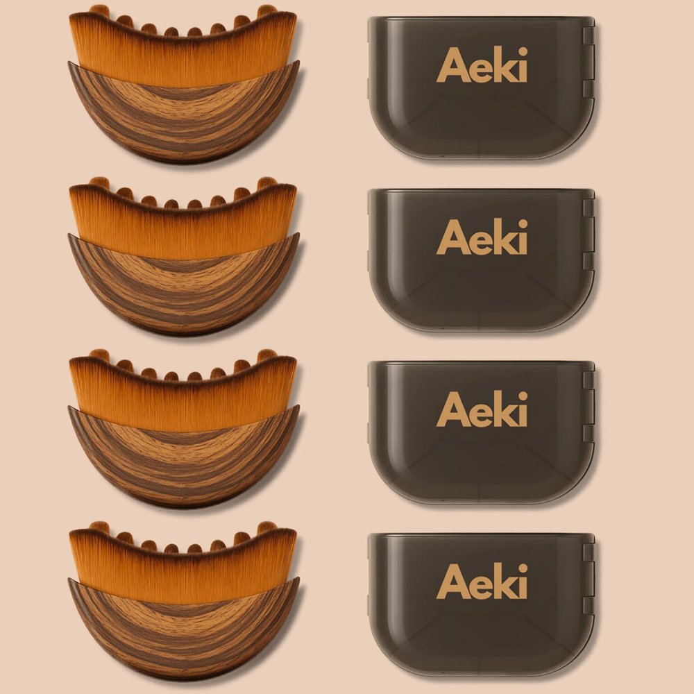 Aeki Lymphatic Contour Face Brush - Reduces Puffiness & Restores Definition, Aeki Lymphatic Face Brush, 100% Gentle & Soft on Skin | Naturally Sculpted Look,Aekii Facial Brush (4 Set)