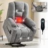 Power Lift Recliner Chair with Massage and Heat for Elderly, Padded Wide Recliners with USB Charging and Cup Holders, Comfortable Support (Light Gray + Chenille + Fiber Foam and Polyester Fiber Pad) view 1