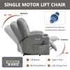 Power Lift Recliner Chair with Massage and Heat for Elderly, Padded Wide Recliners with USB Charging and Cup Holders, Comfortable Support (Light Gray + Chenille + Fiber Foam and Polyester Fiber Pad) view 4
