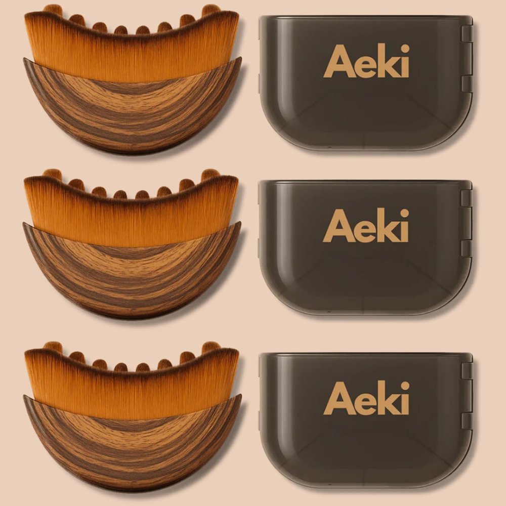 Aeki Lymphatic Contour Face Brush - Reduces Puffiness & Restores Definition, Aeki Lymphatic Face Brush, 100% Gentle & Soft on Skin | Naturally Sculpted Look,Aekii Facial Brush (3 Set)