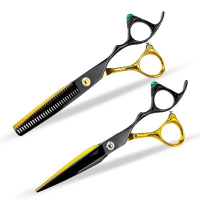 6 Inch Japan 440C Steel Hair Cutting Shears - Premium Barber Scissors Set with d & Black Finish