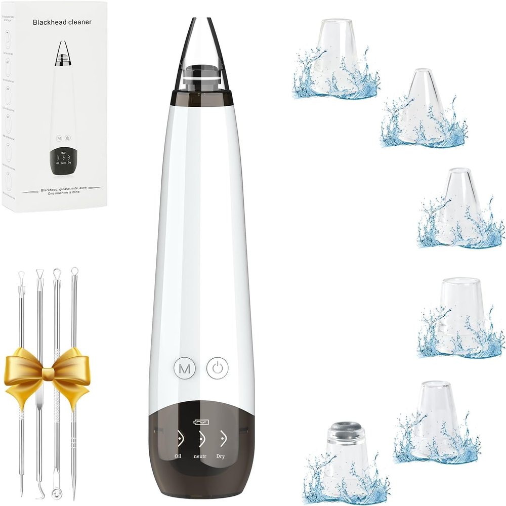 Blackhead Remover Pore Vacuum, Visual Rechargeable Blackhead Vacuum Facial Pore Cleaner-3 Suction Soft Silicone,3 Probes,USB Kit Electric Acne Extractor Tool for Adult