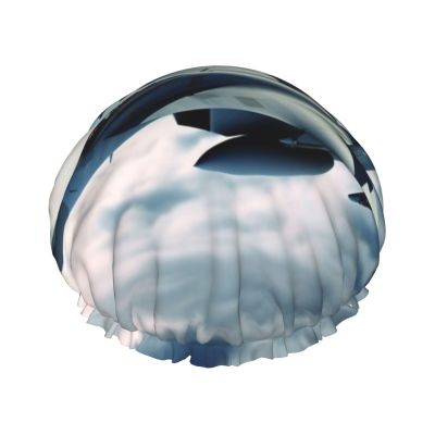 Aircraft Fighter Jets Shower Cap for Women Reusable Waterproof Shower Bonnet Double Layer Large Bath Cap Washable Elastic Band Bath Hair Hat for Long Hair, Braids, Men