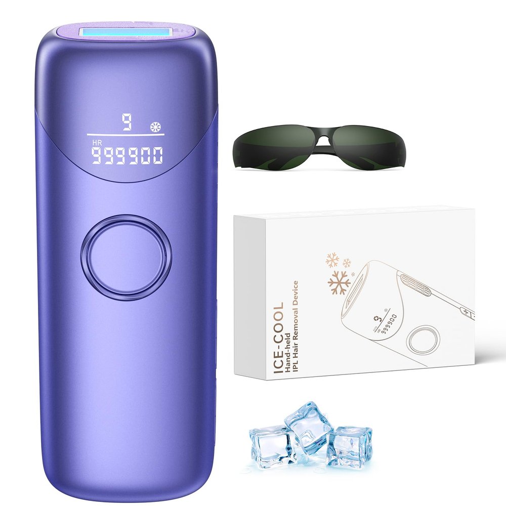 Ubroo Laser Hair Removal for Women, 97.6% Hair Reduction in 2 Session, 5 Ice Cooling IPL Hair Removal Device, Hair Removal at Home for Legs Bikini Armpits Facial (Purple)