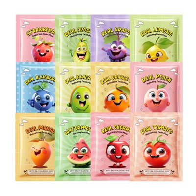 Lulesi 12 Pack Fruit Face Mask for Kids, Spa Party Supplies for Girls, Skin Care for Kids, Moisturizing Face Masks Skin Care, Facial Mask Bulk, Christmas Gifts, Slumber Party Supplies for Girls