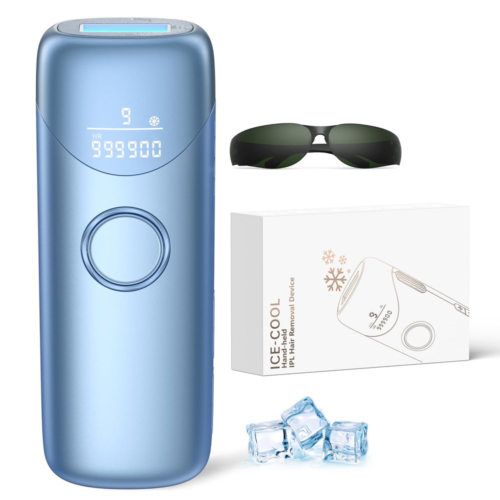 Ubroo Laser Hair Removal for Women, 97.6% Hair Reduction in 2 Session, 5 Ice Cooling IPL Hair Removal Device, Hair Removal at Home for Legs Bikini Armpits Facial (Blue)