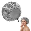 1 Pc Reusable Shower Cap for Women, Grey Double Layer PEVA Lined Waterproof Bath Caps with Adjustable Drawstring, Hair Cap for Short Hair (Spa & Home Use) view 1