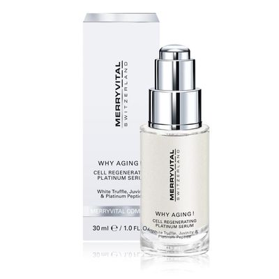MERRYVITAL WHY AGING! Cell Regenerating Platinum Serum, 30ml, with Juvinity, Platinum Peptide, White Truffle, Anti-Aging, Wrinkle Smoothing, Skin Regeneration, for Face