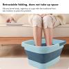 Asixxsix Collapsible Foot Bath Basin for Soaking Feet, Silicone Foot Soak Tub with Handle, Foldable Feet Spa Soaking Basin Bucket, Pedicure Foot Soak Basin, Bump Dot Design (Blue) view 2