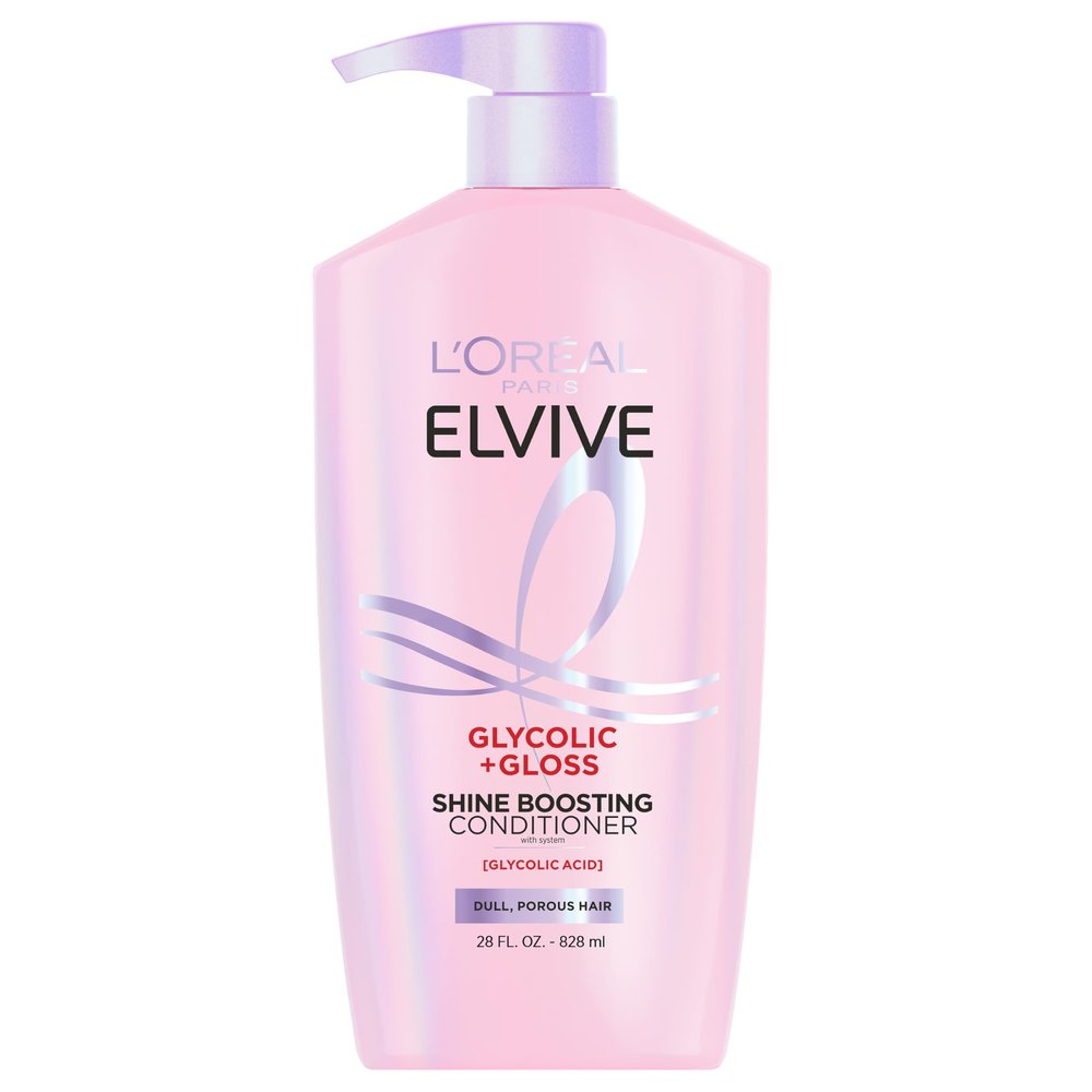 L'Oreal Paris Elvive Glycolic + Gloss Shine Boosting Conditioner, Cleanses and Smooths Dull, Porous Hair Into High-Shine, Glossy Hair, 28 Fl Oz