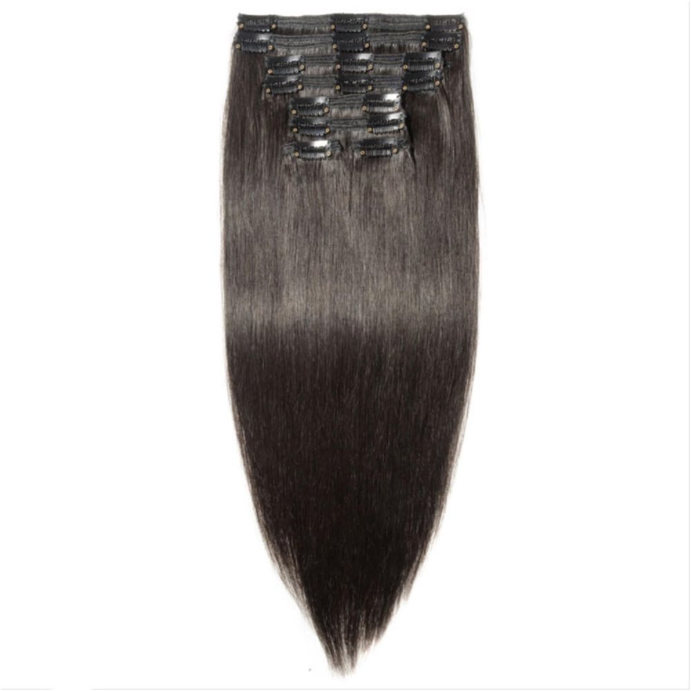 girl Clip In Hair Extensions Real Human Hair Deep Curly Natural for Women,Straight Seamless No Knots And No Shedding 8 Pcs Set(20")