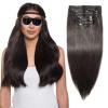 girl Clip In Hair Extensions Real Human Hair Deep Curly Natural for Women,Straight Seamless No Knots And No Shedding 8 Pcs Set(20") view 2
