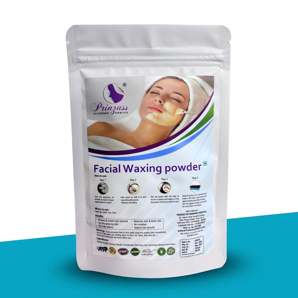 Facial Waxing Powder with Turmeric and Sandalwood, Painless Hair Removal, 5 Minute Treatment