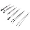 6Pcs Set Stainless Steel Tweezers Rubber Wrapped Head Multifunctional False Eyelash Tweezers Makeup Applicator Stamp Collection Beauty Tools view 3