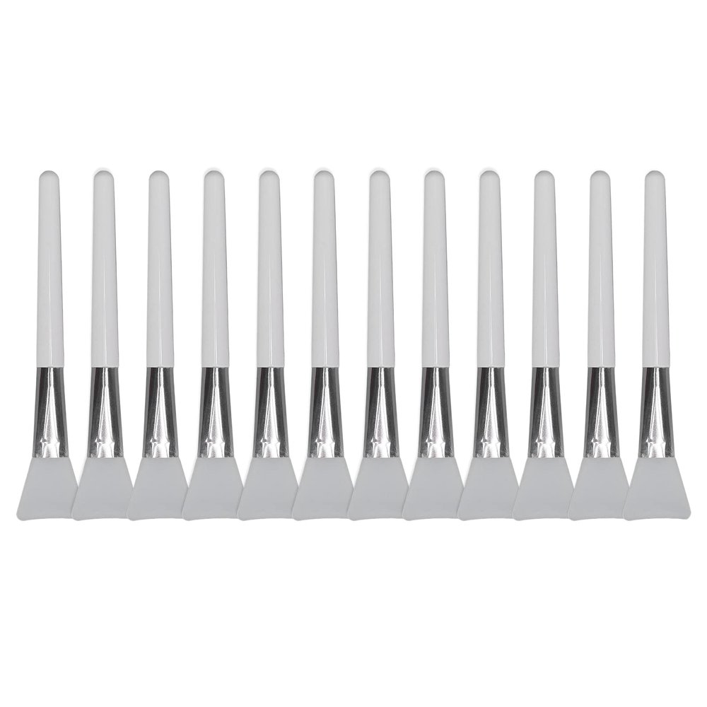 12pcs Facial Mask Brush Soft Silicone Comfortable Handle Mud Mask Cream Applicator Spatula White for Facial Cleaning and Spa