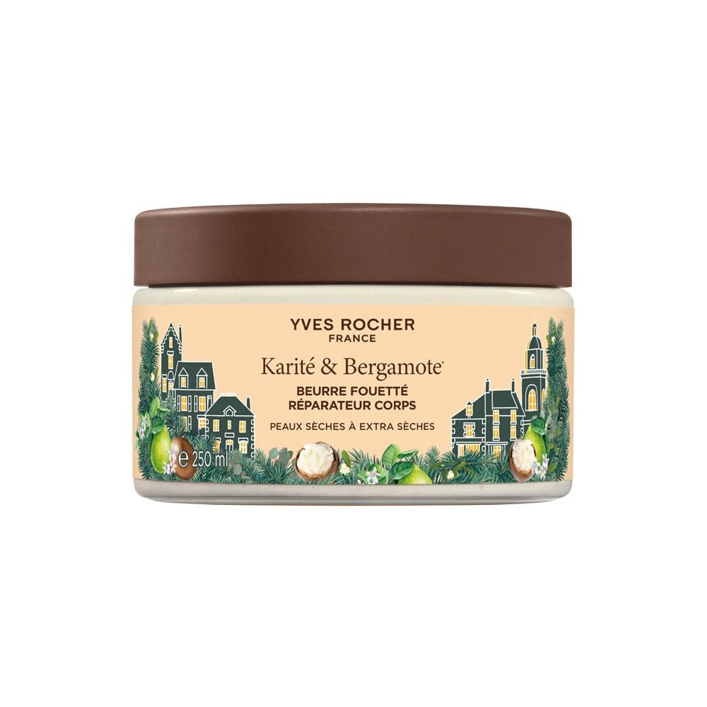 Yves Rocher Karite & Bergamot Body Butter Limited Edition Christmas New Year Gift  Nourishing Balm for Dry & Very Dry Skin  Shea Butter Delicate Bergamot Scent 250 ml / 8.4 fl.oz