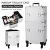 3 in 1 Aluminum Rolling Cosmetic Case Tattoo Box for Beauty Pros, with Shoulder Strap&Keys,Silver view 4