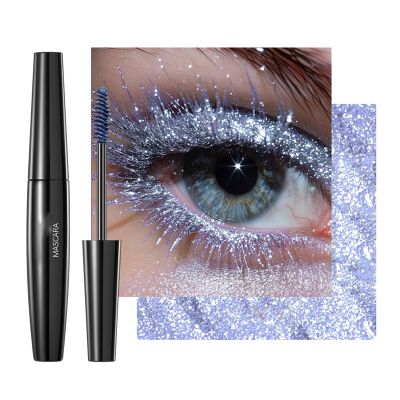 AKARY Blue Glitter Mascara for Eyelashes, 5D Diamond Sparkle Mascara, Waterproof LongLasting, Curling, Lengthening Curling rimel de pestaas Volume, for Women Eye Makeup Cosplay & Parties, 3# Blue