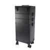 4 in 1 Aluminum Professional Makeup Draw-bar Style Interchangeable Train Case Rolling Cosmetic Case, with LED Light Mirror, Black view 1