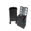 4 in 1 Aluminum Professional Makeup Draw-bar Style Interchangeable Train Case Rolling Cosmetic Case, with LED Light Mirror, Black view 2