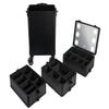 4 in 1 Aluminum Professional Makeup Draw-bar Style Interchangeable Train Case Rolling Cosmetic Case, with LED Light Mirror, Black view 3