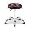 Adjustable Height Swivel Rolling Stool with Wheels, PU Leather Round Office Chair, Widened Base Drafting Stool for Medical Estheticians, Salon & Studio - Blue/Brown view 1