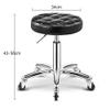 Adjustable Height Swivel Rolling Stool with Wheels, PU Leather Round Office Chair, Widened Base Drafting Stool for Medical Estheticians, Salon & Studio - Blue/Brown view 2