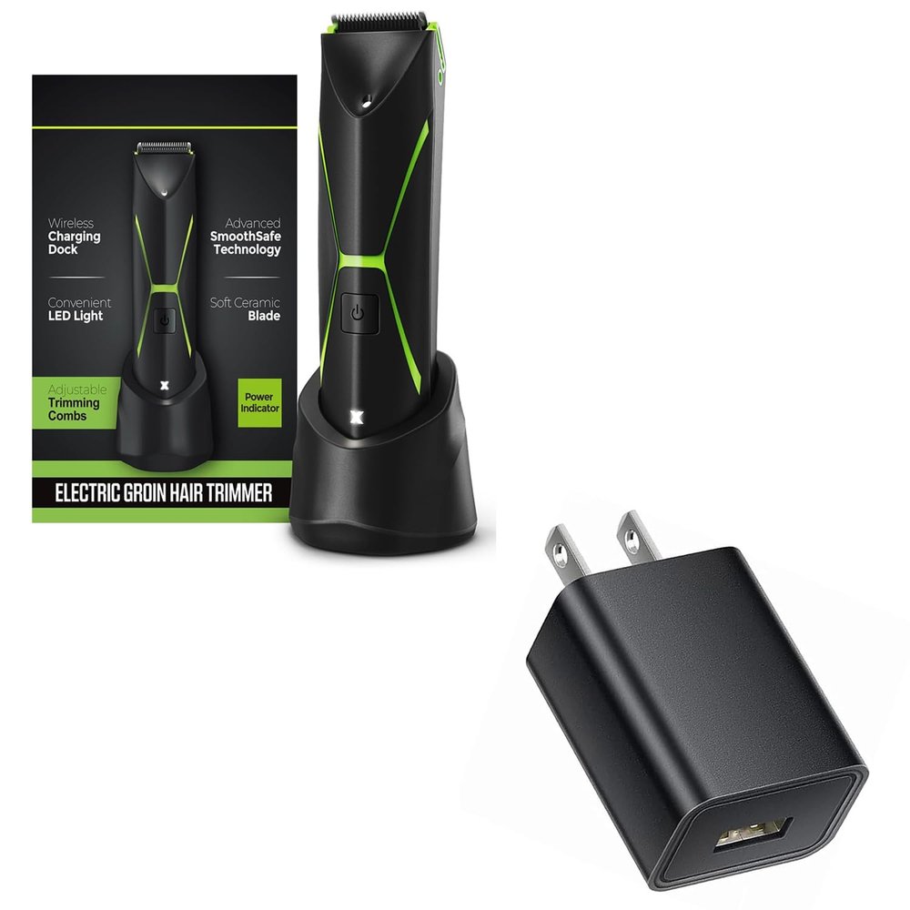Brightman Electric Body Hair Trimmer for Men: Manscape Ball Trimmer with Adapter USB Charger