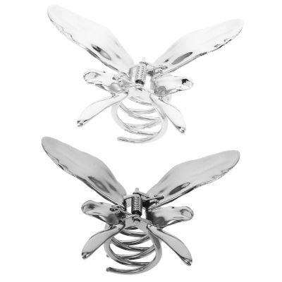 LIFKOME 2pcs Metal Butterfly Hair Claws Strong Grip Hair Clamps for Women Secure Hold Silver and Black