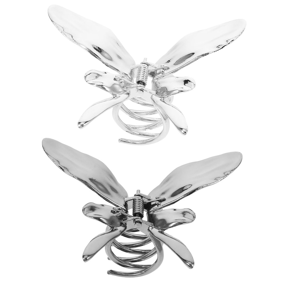 LIFKOME 2pcs Metal Butterfly Hair Claws Strong Grip Hair Clamps for Women Secure Hold Silver and Black
