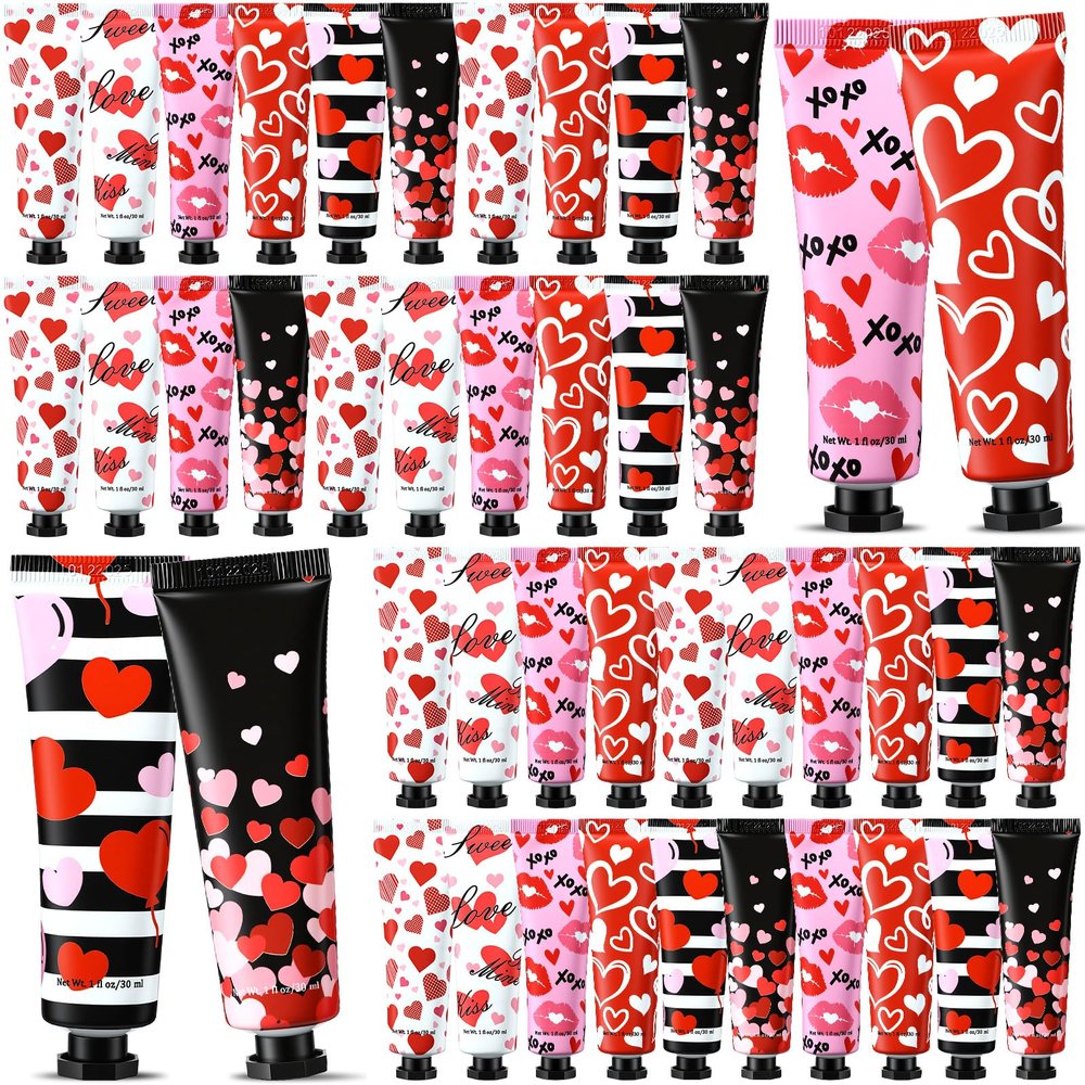 Loopeer 60 Pcs Valentine's Galentine's Day Gifts, galentines Hand Cream bulk, valentines day gifts for employees, Mini Hand Lotion for Valentine Women Coworker Employees Teacher