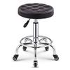Adjustable Rolling Stool with Wheels - Swivel Leather Round Stool for Bar, Office, Spa, Age, Height Adjustable, Green Color - Comfortable Work Seat view 1