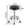 Adjustable Rolling Stool with Wheels - Swivel Leather Round Stool for Bar, Office, Spa, Age, Height Adjustable, Green Color - Comfortable Work Seat view 2
