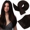 Full Shine Tape in Weft Hair Extensions Human Hair, Color 2 Darkest Brown, 20 Inch, 120g, 4PCS, Genius Weft Hair Extensions Human Hair Seamless Skin Weft Brazilian for Daily Office view 1