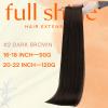 Full Shine Tape in Weft Hair Extensions Human Hair, Color 2 Darkest Brown, 20 Inch, 120g, 4PCS, Genius Weft Hair Extensions Human Hair Seamless Skin Weft Brazilian for Daily Office view 2