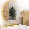 Round Mirror with Base - Modern Metal Frame Standing Mirror for Bathroom, Bedroom, Living Room - Large Circle Mirrors for Dressing Table Decor - Wall Shelf Vanity Mirror,White,30cm (11.8inch) view 3