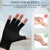 3Pairs Fingerless Cotton Gloves, Black Moisturizing Gloves, Fingerless Cotton Gloves for Eczema, Cut 5 Fingertips Overnight Hydration Fits Most Dry Hands view 4