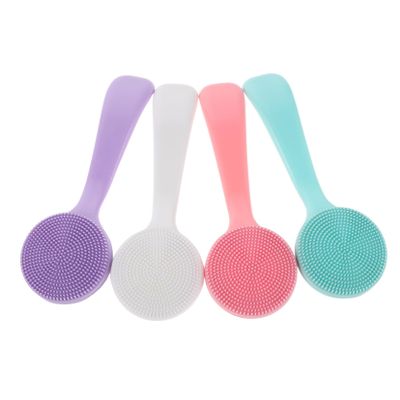 Alipis 4pcs Silicone Face Scrubber with Long Handle Manual Facial Cleansing Brush for Deep Blackhead Removal Soft Silicone Material for Sensitive Skin Portable Travel-Friendly Face