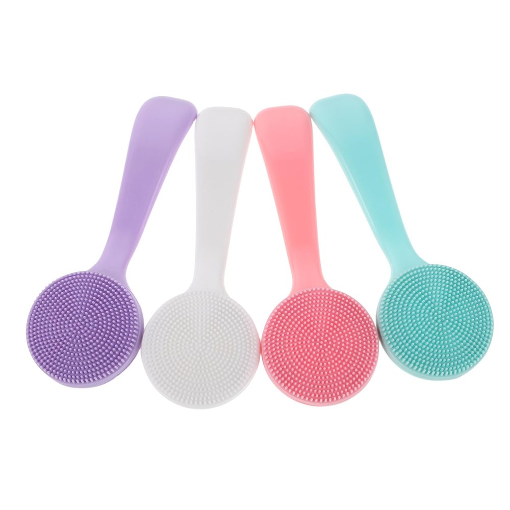 Alipis 4pcs Silicone Face Scrubber with Long Handle Manual Facial Cleansing Brush for Deep Blackhead Removal Soft Silicone Material for Sensitive Skin Portable Travel-Friendly Face