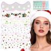 15 PCS Christmas Face Temporary Tattoos, With Red Green White Face Gems Glitter Freckles Face Tattoo for Women, Waterproof Christmas Accessories Face Makeup for Cosplay Party Supplies view 1